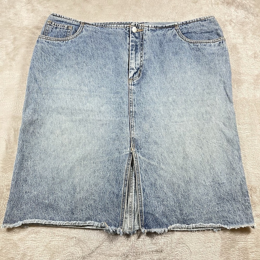 Y2K Lane Bryant Venezia Jeans Grunge Denim Midi Skirt Front Slit Plus Women's 18